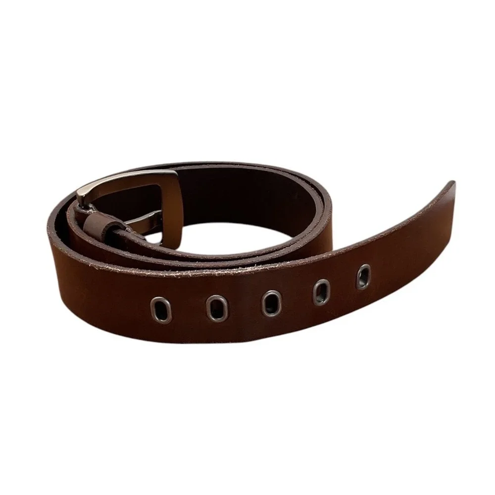 Kenneth Cole Reaction Brown Genuine Leather Belt Silver Buckle‎ Size 38